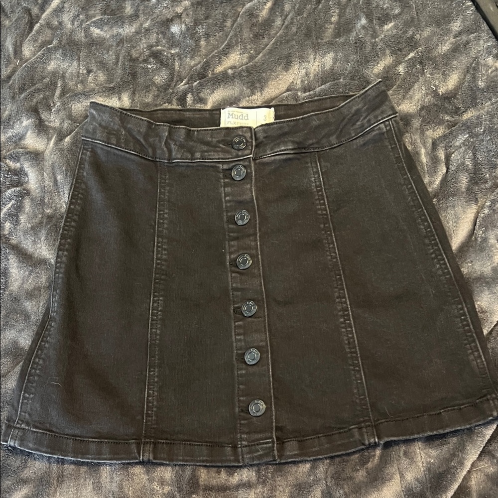 Moda Charcoal Button-Front A-Line Skirt